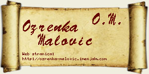Ozrenka Malović vizit kartica